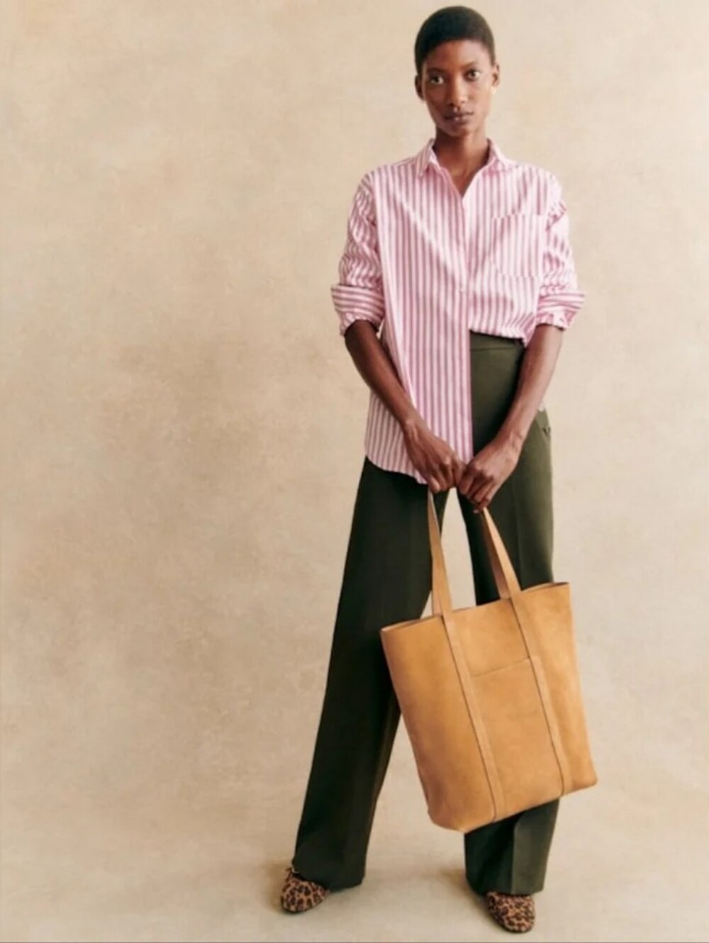 EXCELLENT SEZANE THE TOTE LE CABAS BAG - CAMEL SUEDE - Picture 4 of 14